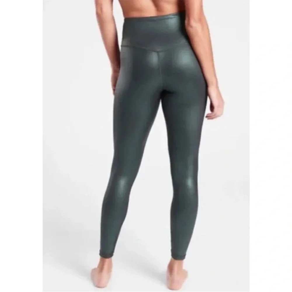 New Athleta Womens Elation Ultra High Rise Tight Shimmer Green Pant Legging 25”